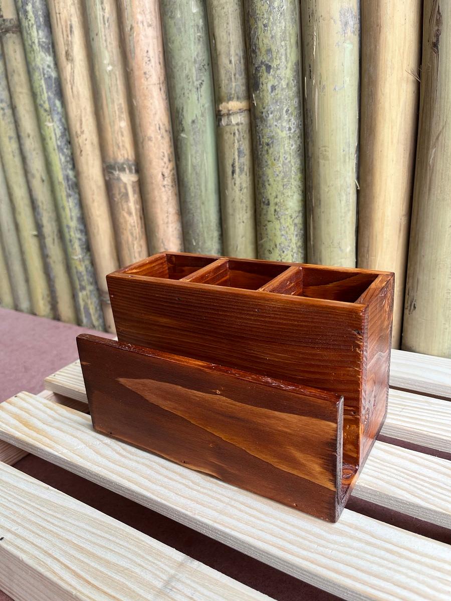 Wooden Cutlery Holder (Medium) – Handmade Wooden Utensil Organizer for Kitchen Countertop, Spacious Cutlery Stand with Natural Finish, Eco-Friendly Storage for Home & Dining